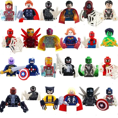 24-delars set med Marvel-superhjältar, animefigurer, Spider-Man, Hulk mini-byggklossar, barnleksaker, presenter 10 best sales Lego Ideas-set - №1