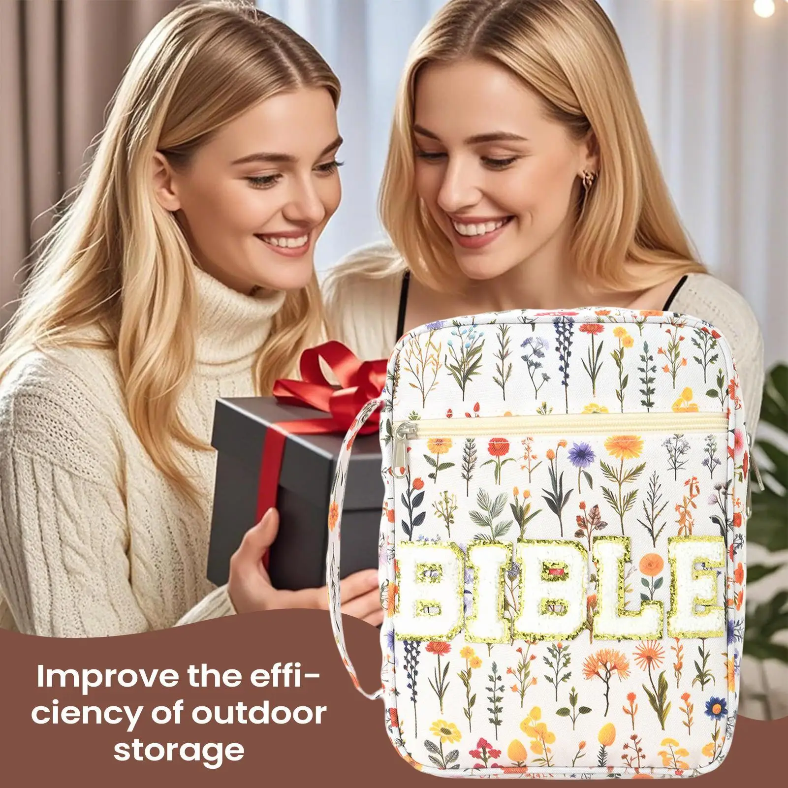 กระเป๋าเก็บหนังสือกันฝุ่นลายดอกไม้ ความจุขนาดใหญ่ กระเป๋าเรียนลายดอกไม้ กระเป๋าเก็บเครื่องเขียนสวยงาม สำหรับจัดระเบียบอุปกรณ์สำนักงาน