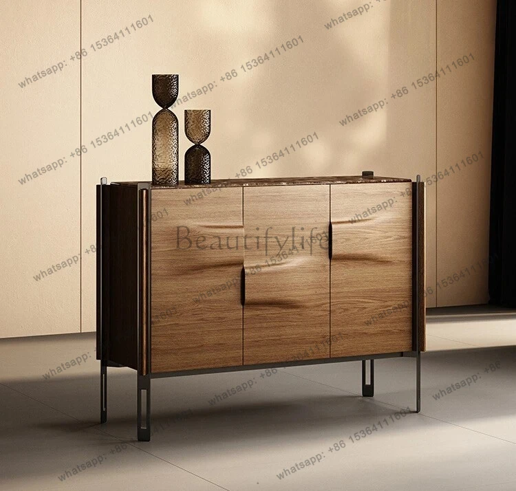 

Italian minimalist solid wood shoe cabinet modern minimalist porch cabinet light luxury high-end villa living room locker