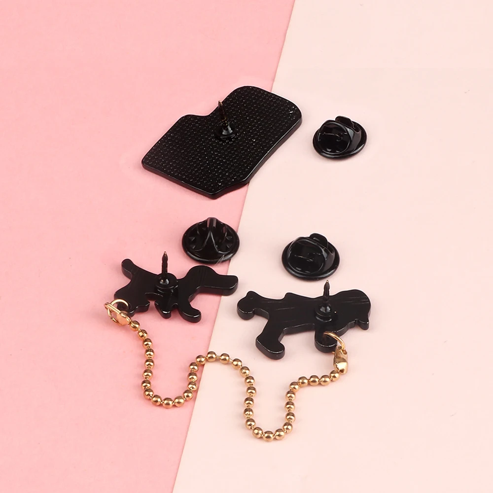 Cartoon Pet Dogs Brooches Cute Hat Boy Walking Dog Enamel Pins Metal Chain Animals Badges Denim Lapel Bag Jewelry Gifts for Kids