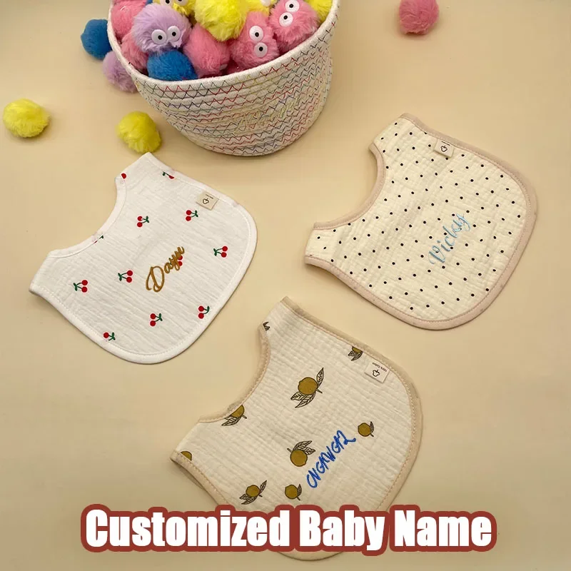 Personalized Baby Bib Cotton Products Newborn Bandana Waterproof Bibs For Children Custom Bib For Baby Feeding Saliva Towel Gift