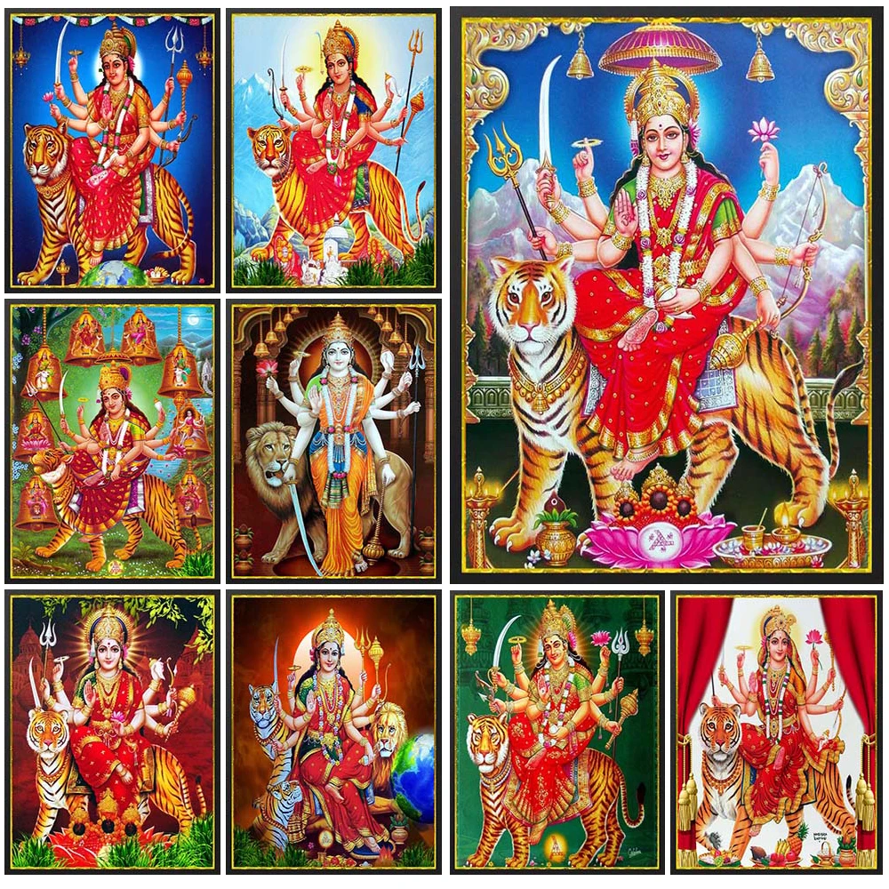 Hinduism Goddess Durga Religion Prints Posters Wall Pictures For Living Room Decor Poster Wall Art Canvas Painting Unframed