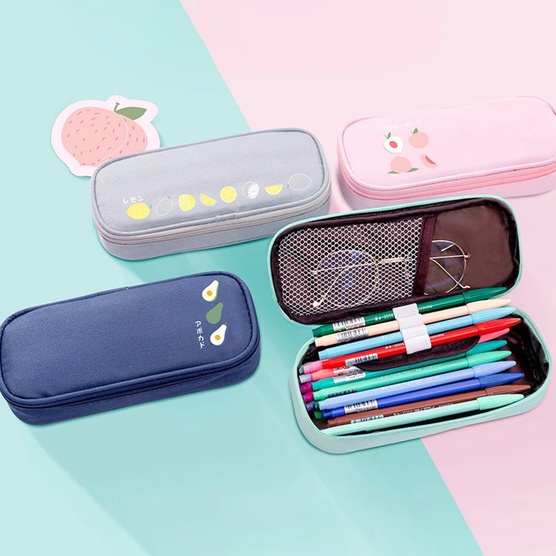 Multifunction Pencil Case School Fruit Avocado Pencil Cases For Boys Girls Canvas Pencil Box Bag Stationery Supplies Kawaii