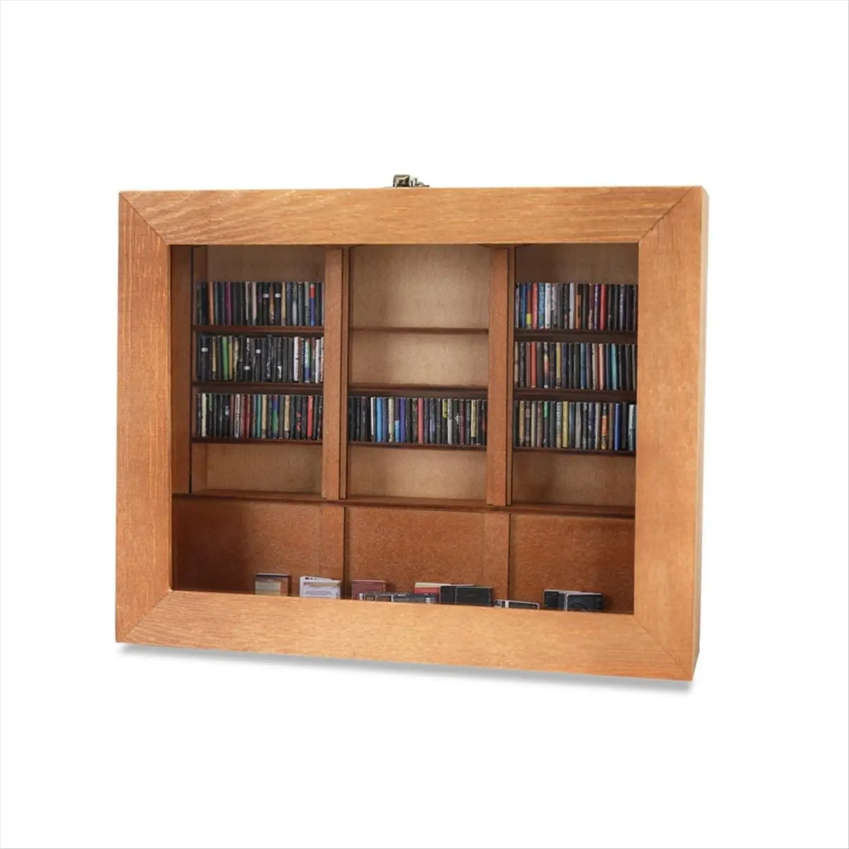 Present Relief Anxiety Bookshelf with 400 Books Miniature Library Wooden Bookshelf Fidget Toys Shake Away Your Anxiety Creative