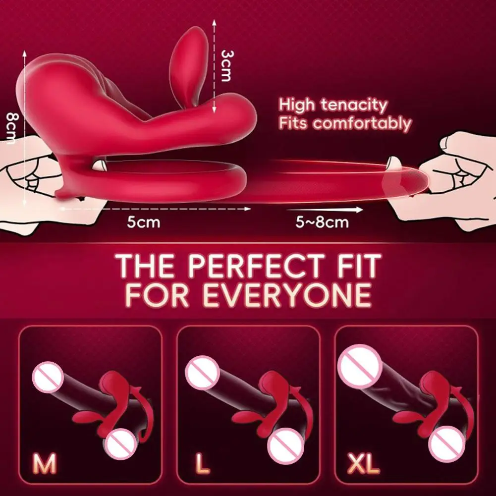 App Vibrating Cock Ring Anatomical Dual-Ring Support Architecture G Spot Stimulator Tongue Sucking Vibrator Sex Toys for Couples view 4