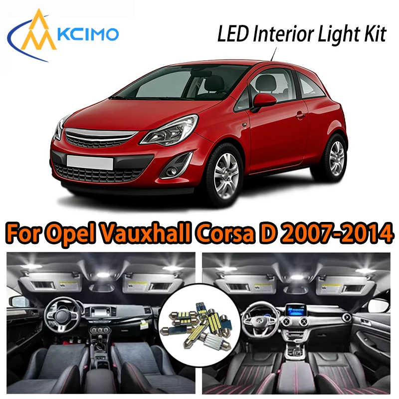 

High Quality LED Interior Lights For Opel Vauxhall Corsa D 2007-2014, White Ice Blue Super Bright Two Colors Choice