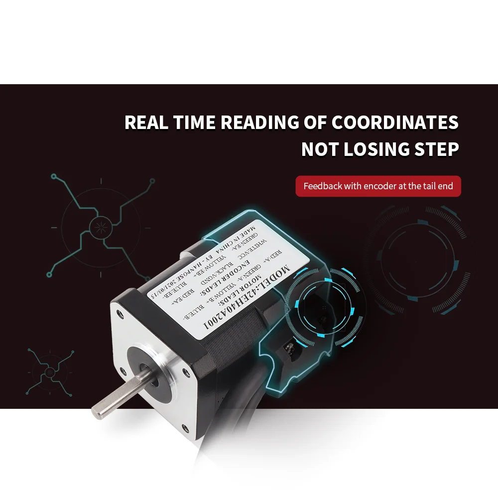 

Шаговый двигатель с замкнутым контуром NEMA17 42EH40A2001-CL57drive 2.0A 3.0V считывание координат в реальном времени, без потерь шагов, стабильное управление