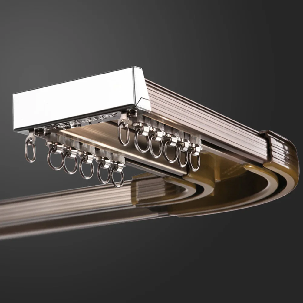 ZSHINE-Customized Luxury Heavy-Duty Compact Double Curtain Tracks Premium Aluminum Rails for Normal and Bay Windows