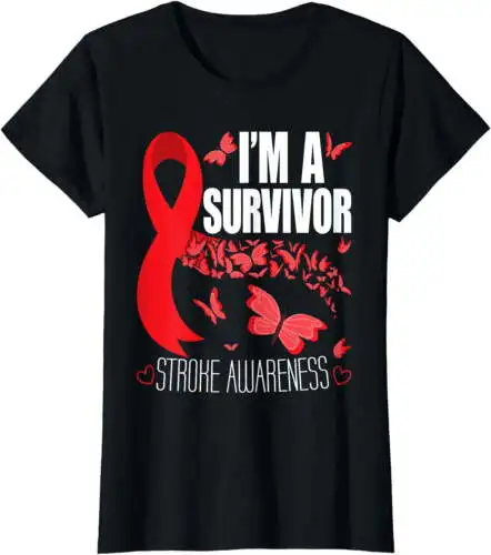 I'm A Survivor Stroke Awareness - Red Ribbon Brain Attack T-Shirt