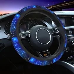 Galaxy Blue Universal 15 Inch Steering Wheel Covers Beautiful Galaxy and Star Cute Car Steering Wheel Cover Car Accessories