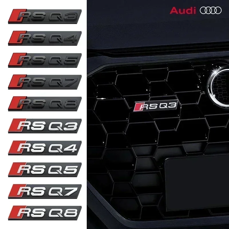 

1pc ABS Plastic Car Front Grille Badge Logo Decoration Stickers For Audi RSQ8 RSQ3 RSQ5 RSQ4 Exterior Modification Accessories
