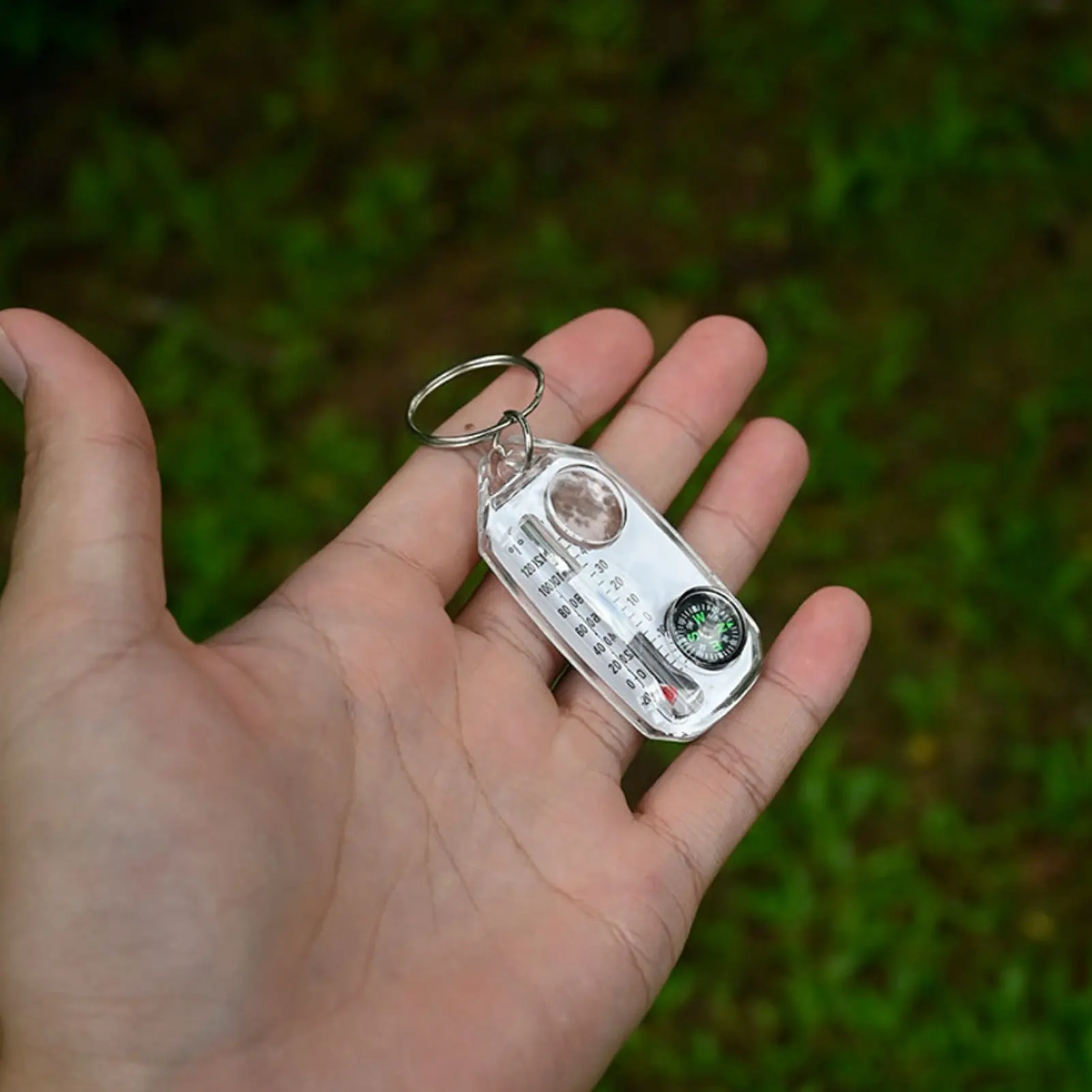 Portable Thermometer Magnifier Keychain Outdoor Equipment Accessories for Hiking Camping