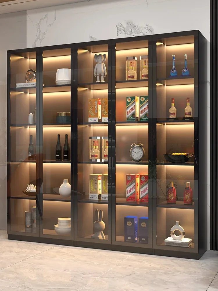 

Glass door wine cabinet display cabinet wall modern living room 2023 new wine rack small luxury household cabinet