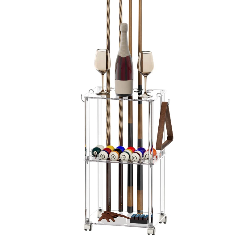 

Acrylic stand Billiard club holder Mobile with pulley Billiard club placement rack Billiard hall Public pole storage rack Floor