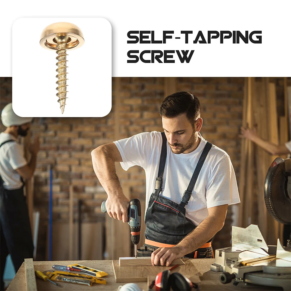 

8pcs Decorative Brass Screw Caps 15mm Self Tapping Cover Nails Furniture Wood Upholstery Screws Cap Small Screws Mirror