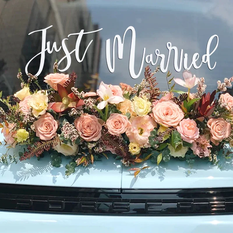 

1Set White Just Married Sticker For Wedding Car Paper Glass Sticker Room Decor Gift Rustic Wedding Party Decoration Bridal Gift