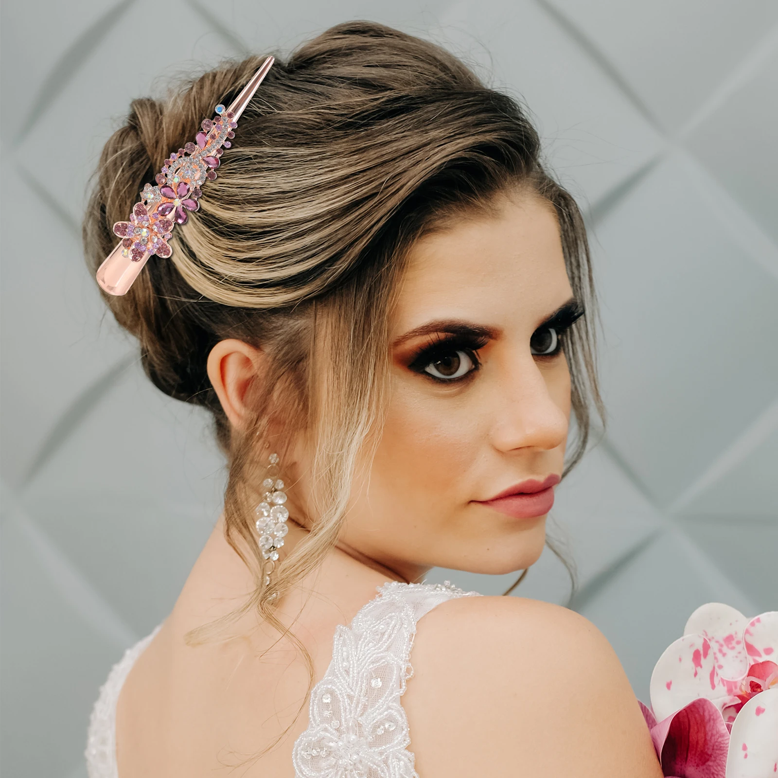 كريستال دبوس الشعر حجر الراين مشبك شعر معدني اكسسوارات للنساء تصفيفة الشعر حفل زفاف مأدبة الاستخدام اليومي لون عشوائي