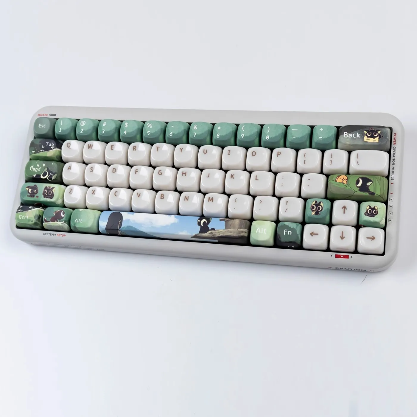 Little Black Cat Keycap Set Jade Resin Ceramic Touch Mechanical Keyboard Keycap MOA Height PC Suitable for Wolf Spider Forester