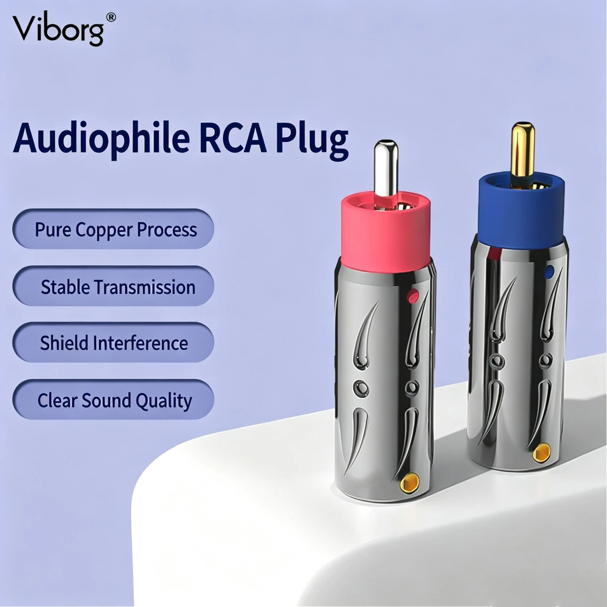 Viborg VR105G/S Pure Red Copper Gold plated RCA Plug non-magnetic Audio Connector