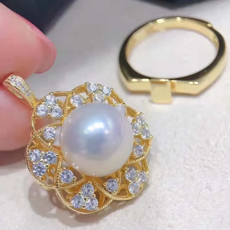 

Подвеска-трансформер из стерлингового серебра 925 пробы - 12-миллиметровая почти безупречная круглая пресноводная жемчужина Эдисона, ювелирные изделия с высоким блеском