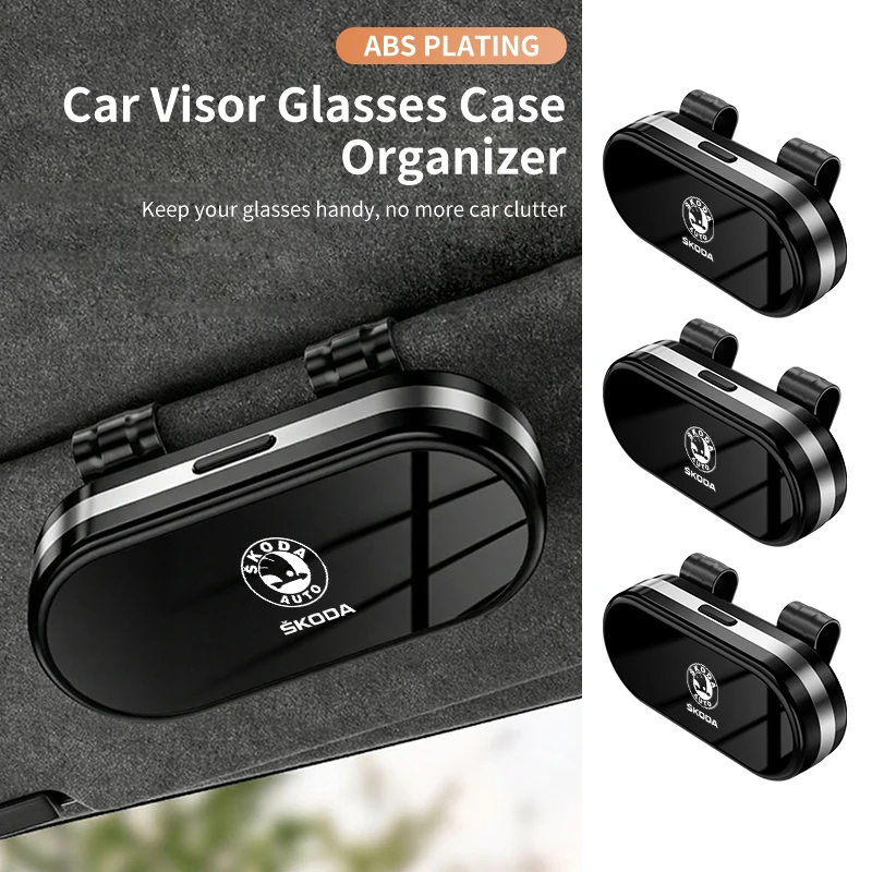 

Car Visor Sunglass Storage Case Glasses Holder Box Card Clip Accessories For Skoda Octavia Rapid Kodiaq Superb Derivative