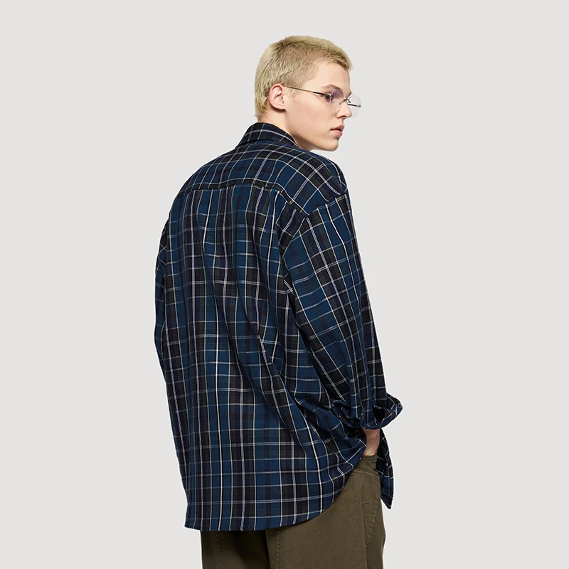 INFLATION Unisex Classic Plaid Shirt American Oversized Casual Versatile Check Shirt for Men