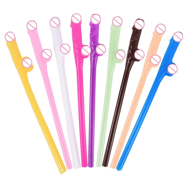100pcs Bachelorette Party Penis Straws Plastic Novelty Nude Dick Drink Straw For Hen Night Bar Decor Wedding Team Bride Supplies view 5