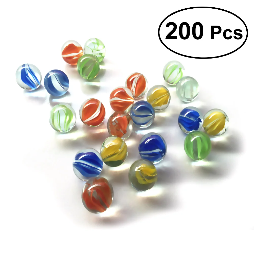 Set of 200 16MM Glass Shooter & Marbles Colorful Patterned Glass Beads Balls for Kids glass marbles shooter marbles