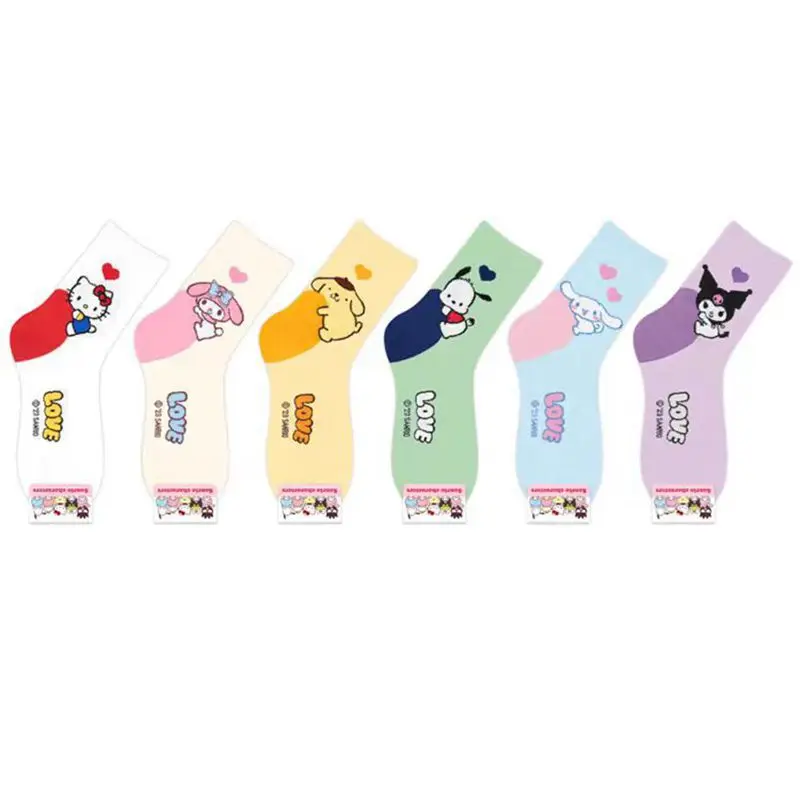 

Sanrio Stockings Kawaii Anime Hello Kitty Girl Pure Cotton Home Warm Socks Kuromi Melody Cinnamoroll Warm Casual Socks Girl Gift