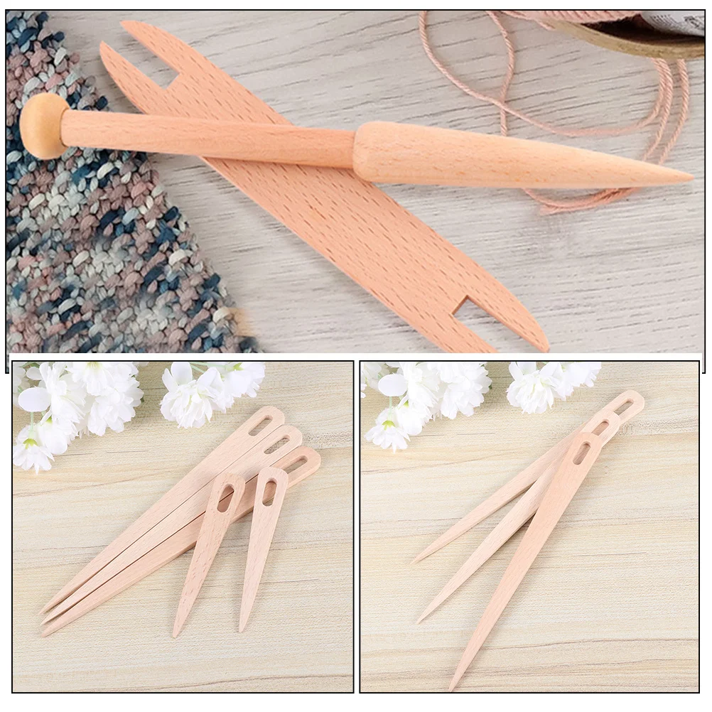 

1 set Wooden Knitting Eye Needles Weaving Tapestry Making Sticks Tapestry Sewing Making Pointed Knitting Sewing Accessories