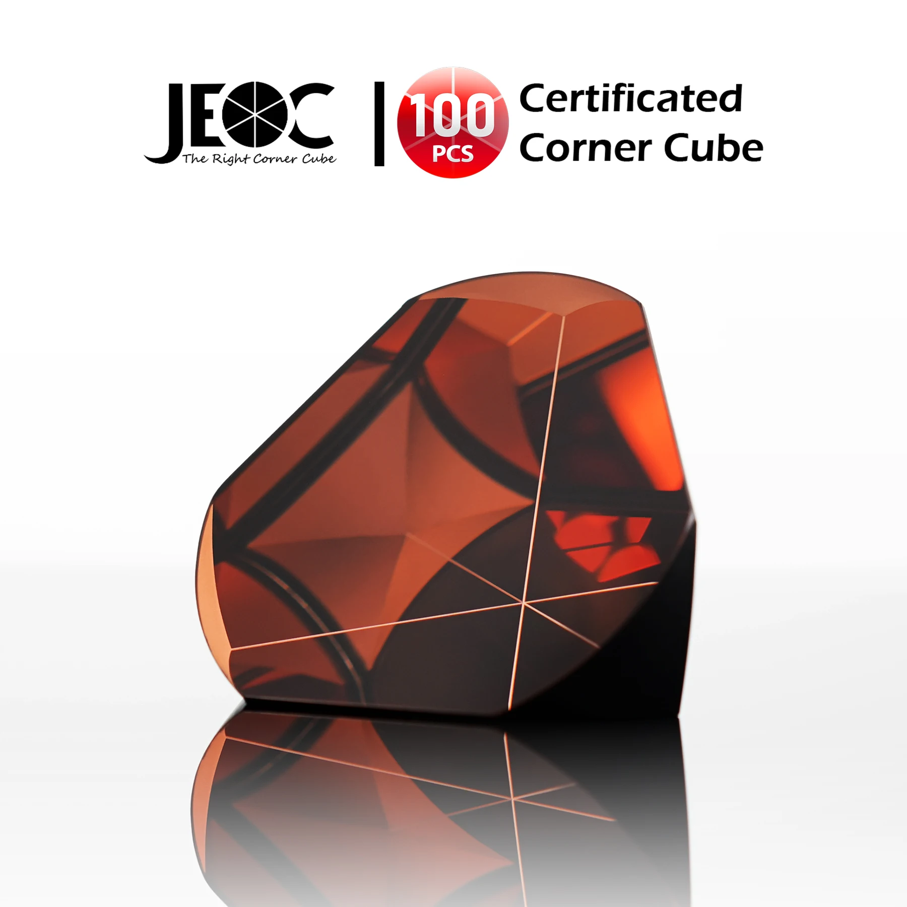 100pcs JEOC Certificated Corner Cube, 64mm Diameter, 39mm Height reflective prism, Cooper Coated