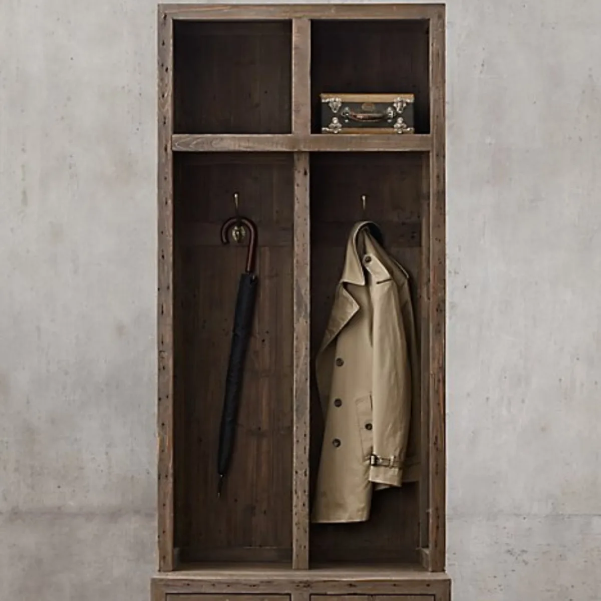 Retro solid wood wardrobe American simple home entry wardrobe