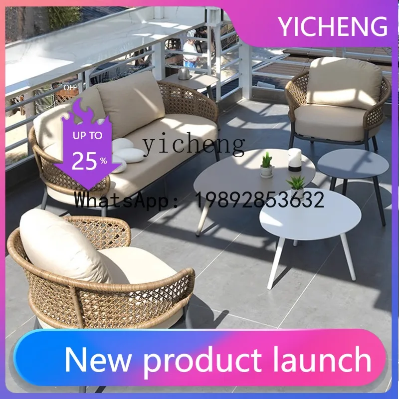 

X8 Nordic Outdoor Hotel Garden Coffee Table Combination Terrace Nordic Homestay Single Chair Rattan Furniture home accessories