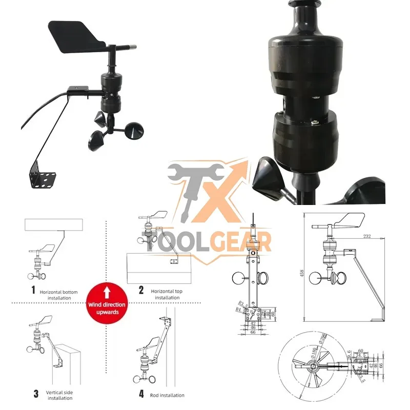2026hotsale* Integrated 360 Degree S Type Wind Speed Measuring Device YGC-FSFX-S Modbus Wind Speed and Direction Indicator