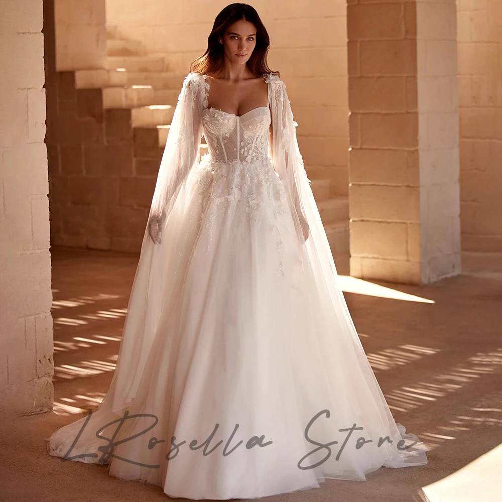 Appliques Gala de la mariée pour femmes, robe en mousseline de soie corset élégant, luxe A-ligne azole, robe éducative de novia, robe de mariée internationale, 2024