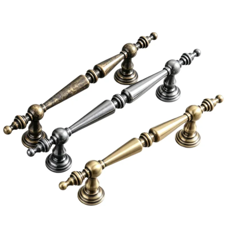 Vintage Aluminum Alloy Cabinet Pull Handles 96mm 128mm 192mm Hole Center Wardrobe Drawer Furniture Handles Home Decoration