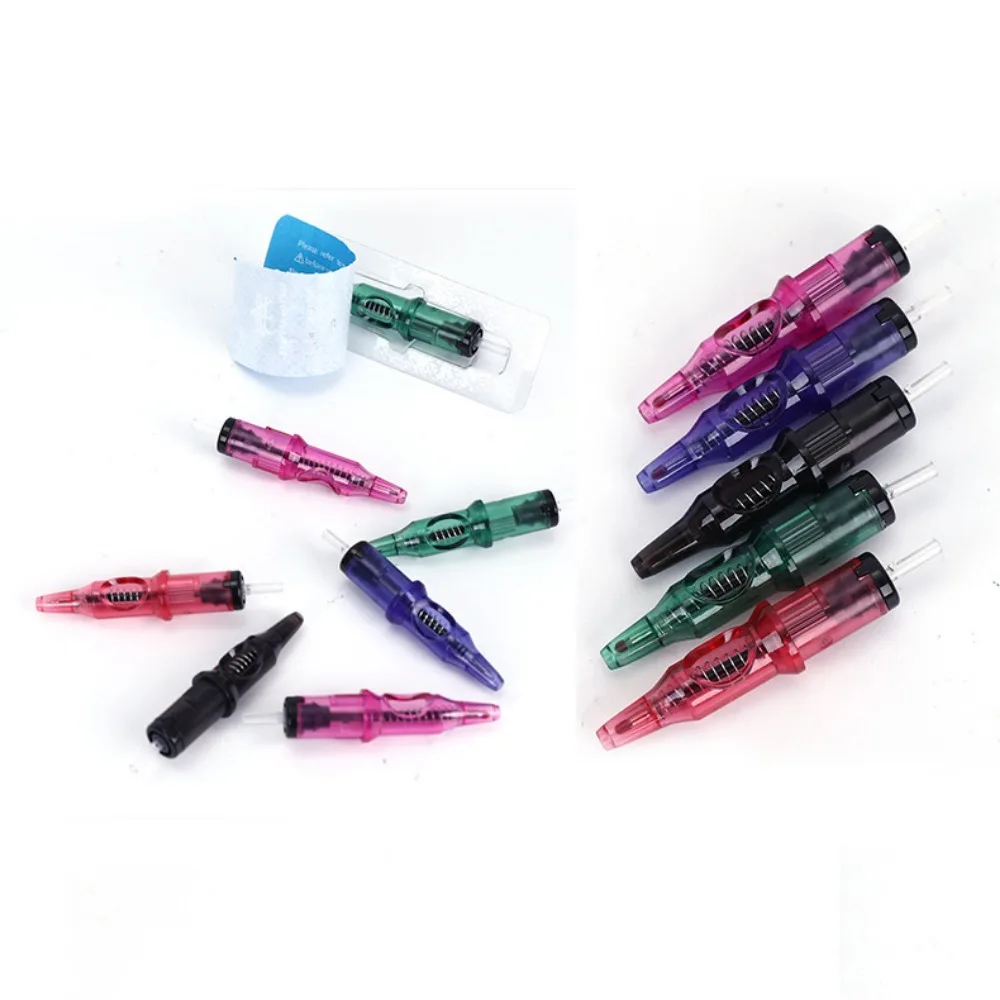 10pcs Disposable Tattoo Ballpoint Pen Cartridge Needles for Beginners and Designer 5 Colors Universal Drawing Practice Needles