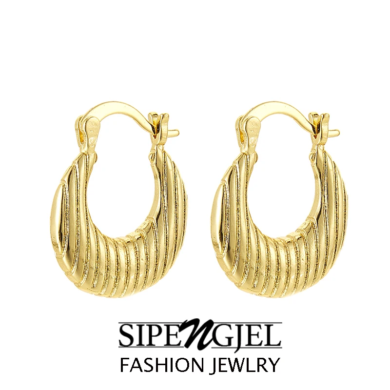 SIPENGJEL Fashion Geometric Circle Hoop Earrings for Women Men Metal Gold Plated Temperament Dangle Earrings Trendy Jewelry 2022