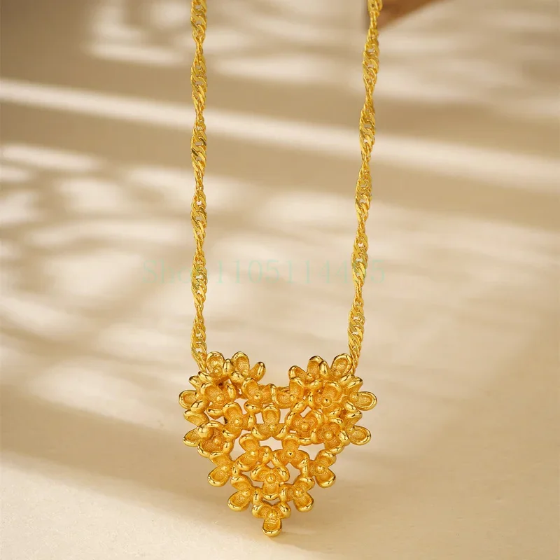 

Роскошный кулон «Любовь» из чистого золота 24 карата 9999 пробы, женская цепочка на ключицу в форме сердца