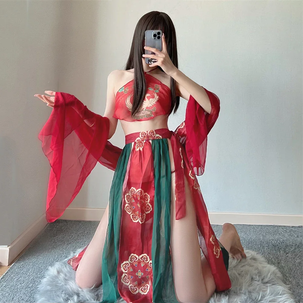 

Sexy Women's Chinese Bride Traditional Lingerie Chiffon See Through Exotic Ancient China Cosplay Outfit Classic Exotic Costumes