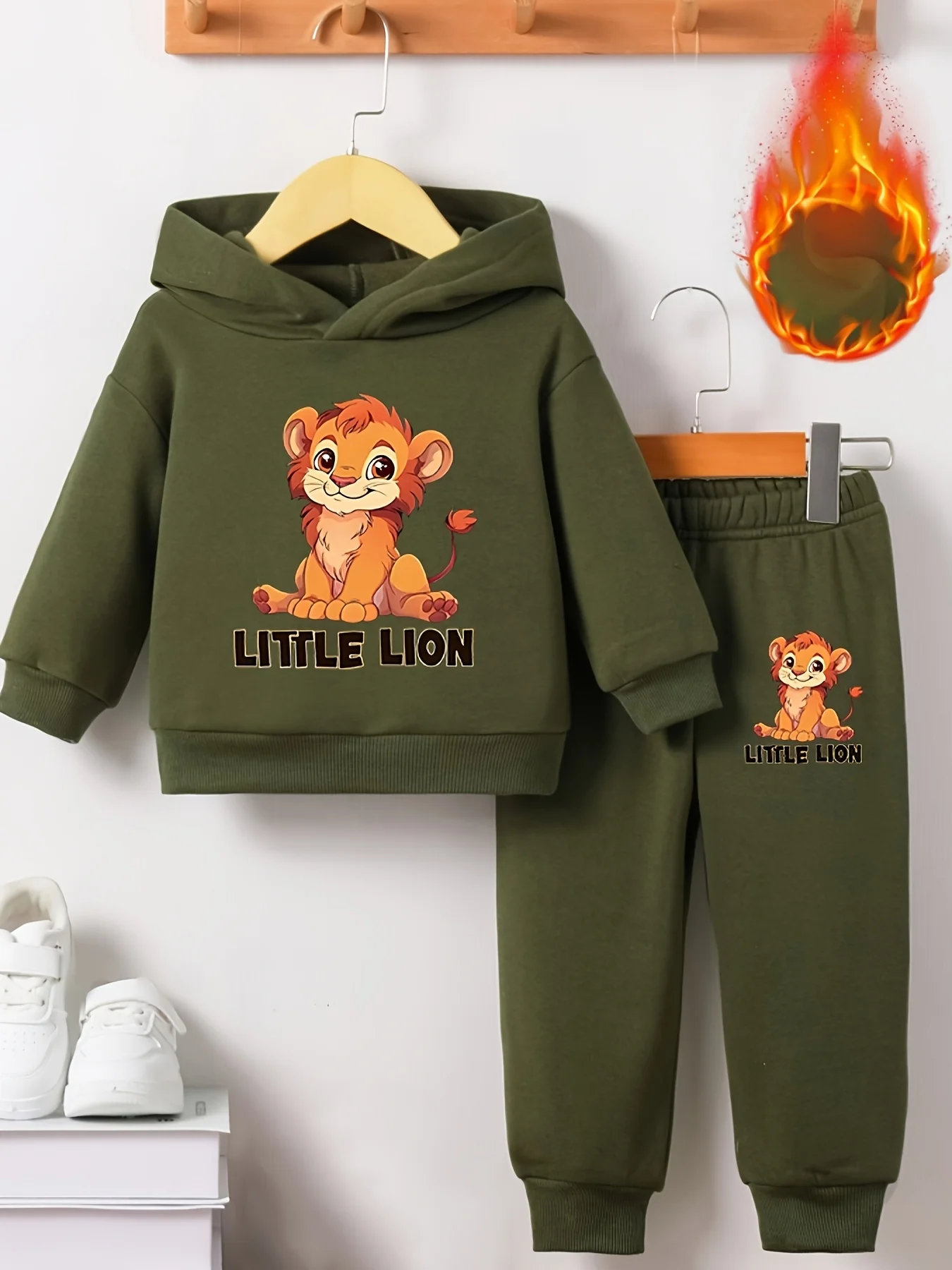 مجموعة مكونة من قطعتين من سويت شيرت وسروال من الصوف المطبوع عليه رسوم كرتونية للخريف والشتاء للأطفال حديثي الولادة