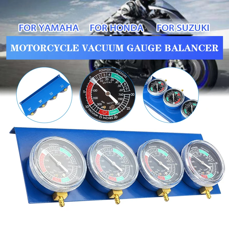 

4-цилиндровый набор инструментов для синхронизации карбюратора мотоцикла, 4-кратный набор вакуумных балансировщиков со шлангами и адаптерами для синхронизации карбюратора