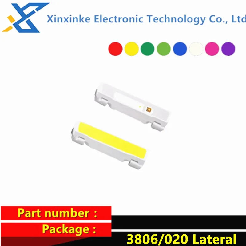 

100PCS 3806 Lateral LED Bead SMD 020 Red Blue Emerald Green Yellow Orange Warm White Cool White Side-emitting