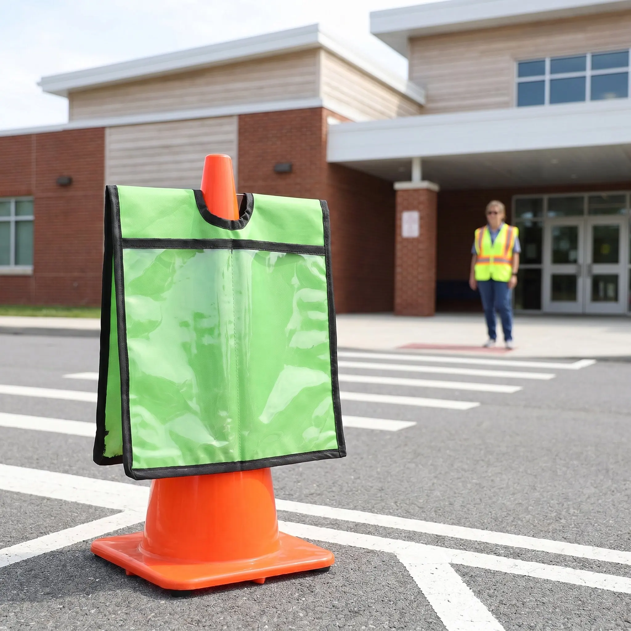 2Pcs Traffic Cone Sleeves Bright Reflective Warning Sign Cover Elastic PVC Sleeve for Outdoor Road Safety Construction Event