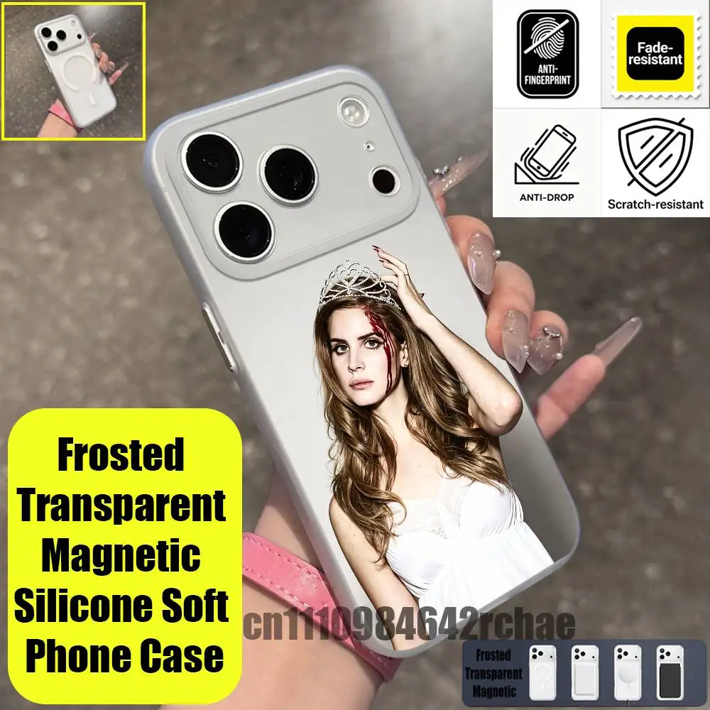 For iPhone 15 16 12 14 13 17 11 E Mini Plus Air Pro Max For Magsafe Magnetic Clear For L-Lana Del Rey Singer Phone Case