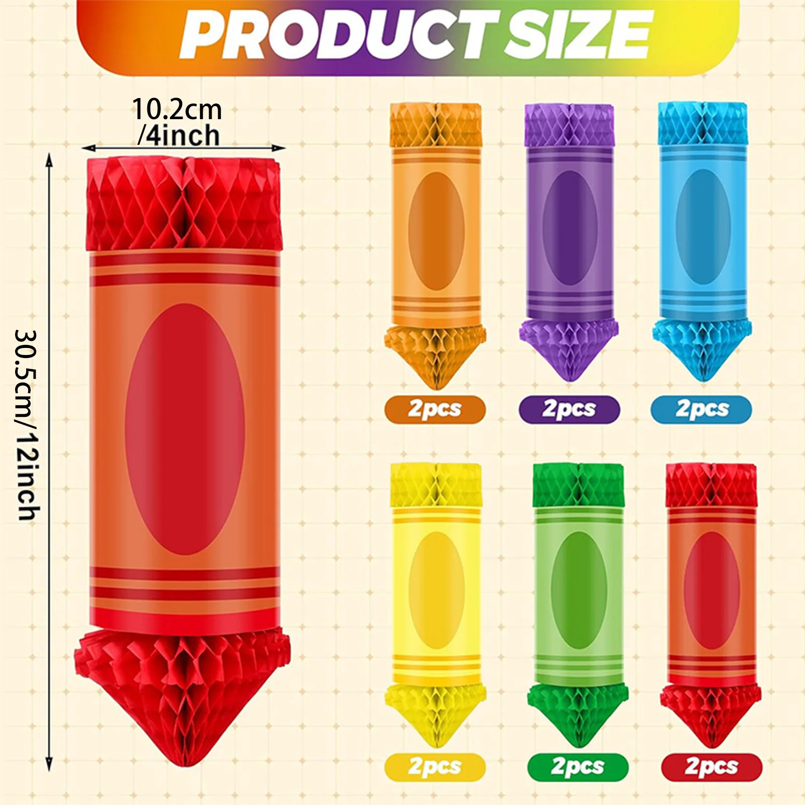 Imagen 6: Decoraciones de bienvenida para la vuelta a la escuela, lápiz divertido colgante con forma de panal, manualidades decorativas para el techo del aula, 6 uds.