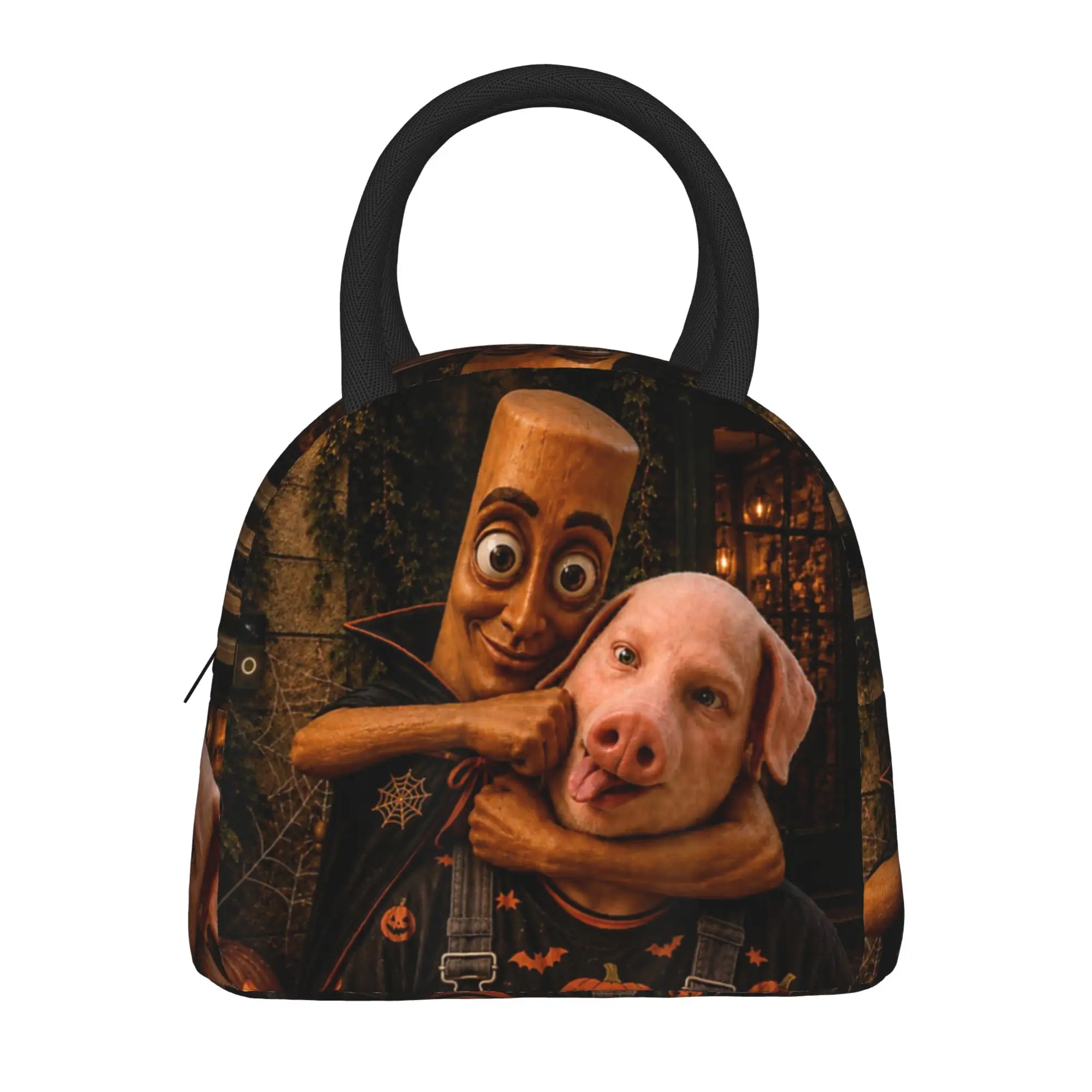 Motion at Your Front Door Tung Sahur John Pork Halloween Lunch Bag For Adult Designer Lunch Box Kawaii Travel Cooler Bag