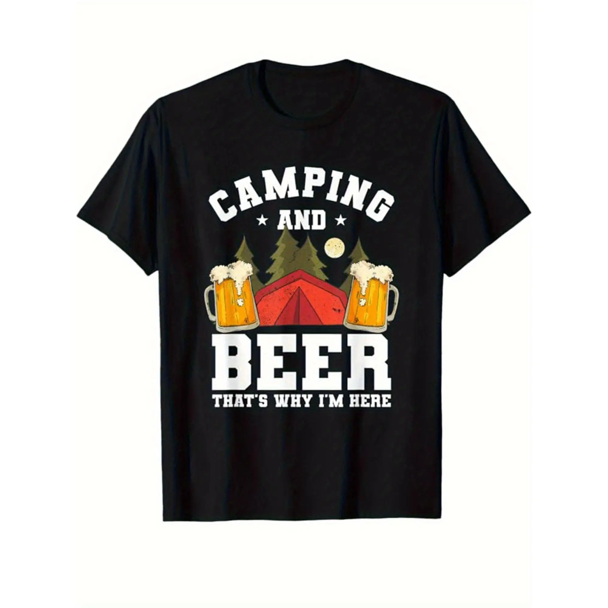 

Funny Camping And Beer T-shirt Men Women That's Why I'm Here Slogan Tee Humorous Graphic Top Casual Cotton