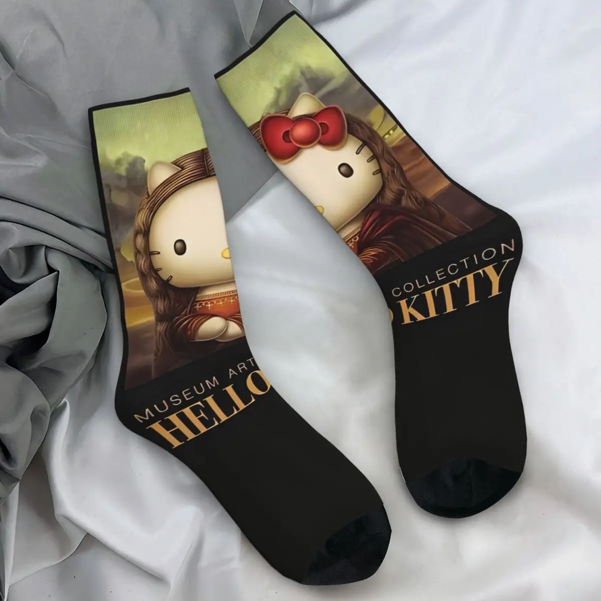 

Носки Hello Kitty с героями мультфильмов Kawaii, готические чулки, весенние нескользящие мужские носки, дышащие уличные носки с принтом