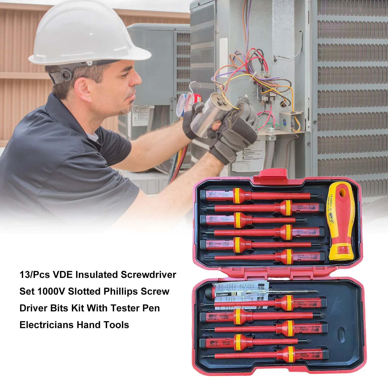 13/pz VDE Set di cacciaviti isolati 1000V scanalato Phillips cacciavite Kit di punte Tester penna elettricisti utensili manuali